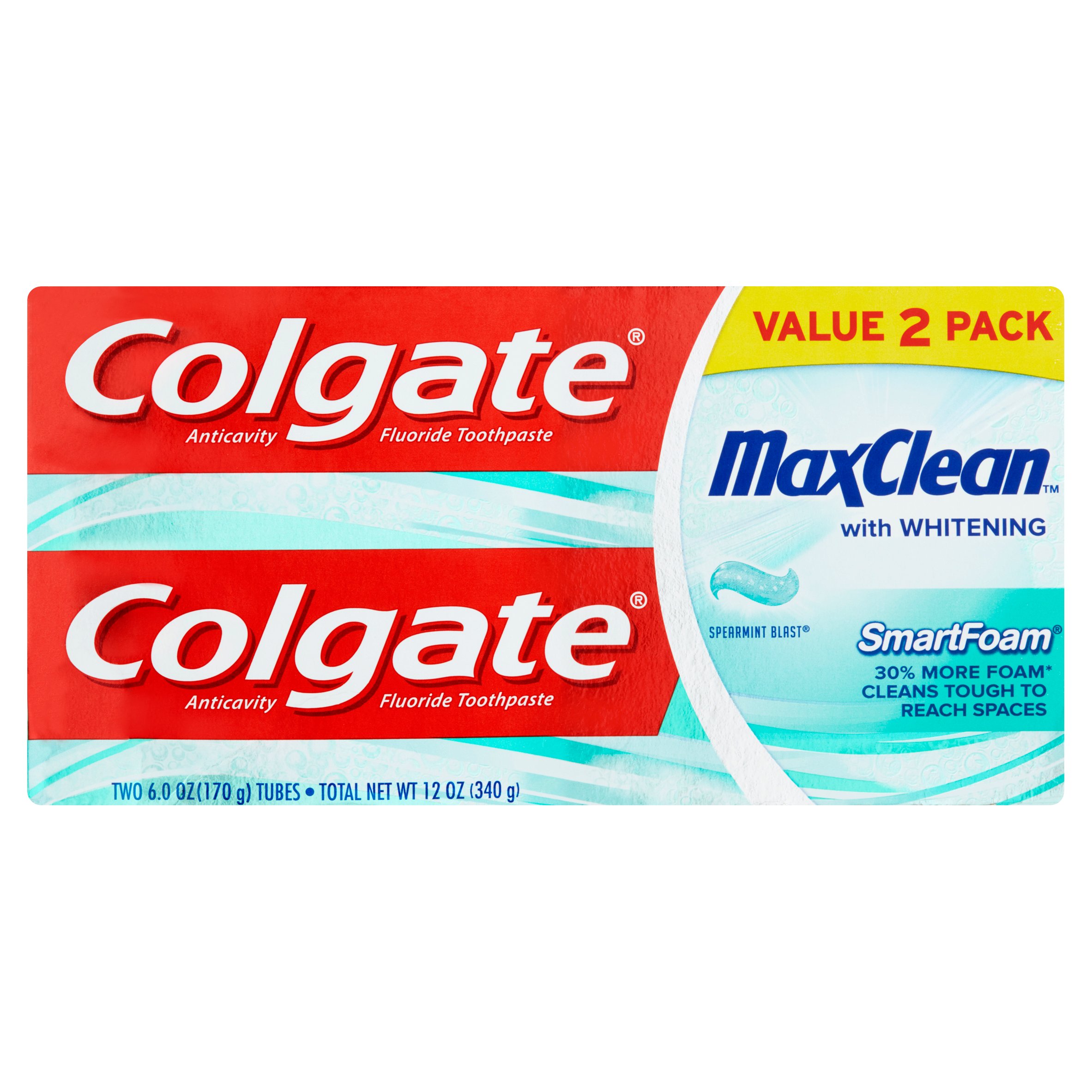 Colgate MaxClean with Whitening Spearmint Blast Toothpaste Value Pack
