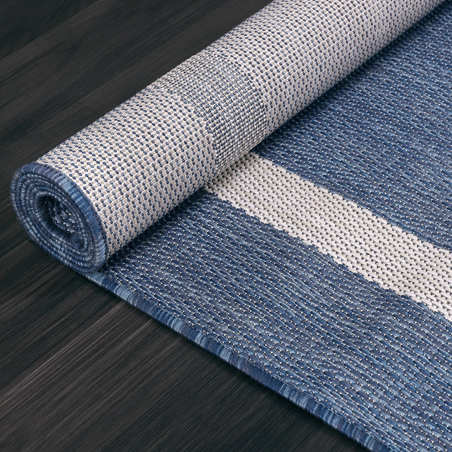 Beverly Rug Indoor/Outdoor Area Rugs, Bordered Patio Porch Garden Carpet, Blue and White, 8'x10'