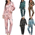 thumbnail image 4 of Tejiojio Summer Saving Labor Day Womens Fashion Print Home Wear Two-Piece Suit Long Sleeve Pants Pajama Set, 4 of 4