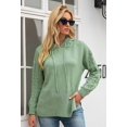 thumbnail image 3 of Pull à Capuche pour Femmes, Décontracté, Boutonné, Col en V, Manches Longues, Tricoté, Henley, 3 of 7