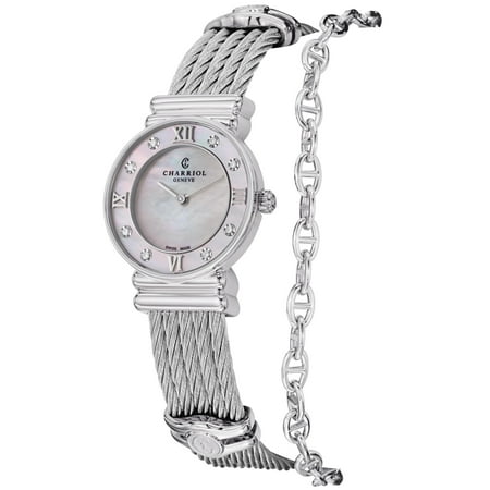 Dkny Mother Of Pearl Dial Watch - Women's 028SD1.540.552' 'St Tropez' Mother of Pearl Diamond Dial Stainless Steel Watch