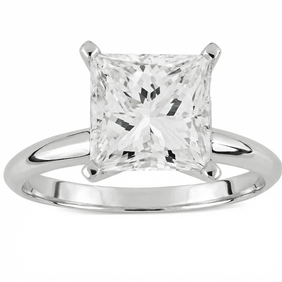Pompeii Certified 3 Ct Princess Cut Diamond Solitaire Engagement Ring 14k Gold Lab Grown