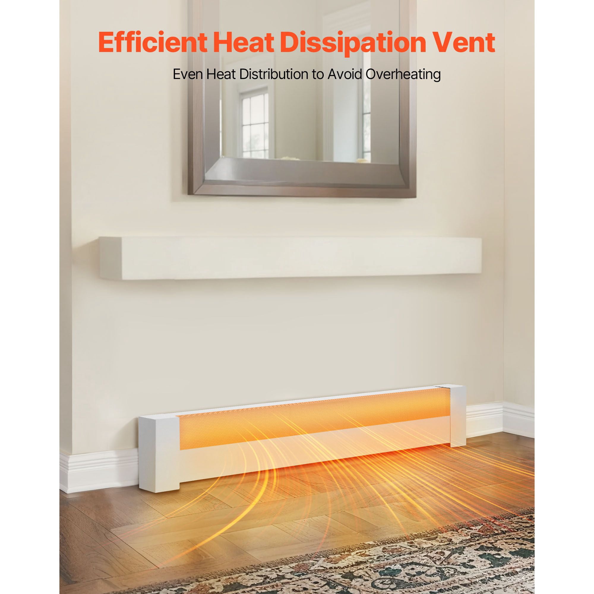 4ft Baseboard Heater Cover Replacement, Powder-Coated Steel, Ventilation Openings, Easy Installation, White Finish for Home Heating Upgrade