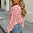 thumbnail image 2 of GERsome Long Sleeve Lace Shirts for Women Ruffled V-Neck Trendy Eyelet Tops for Summer Casual Pink L, 2 of 7