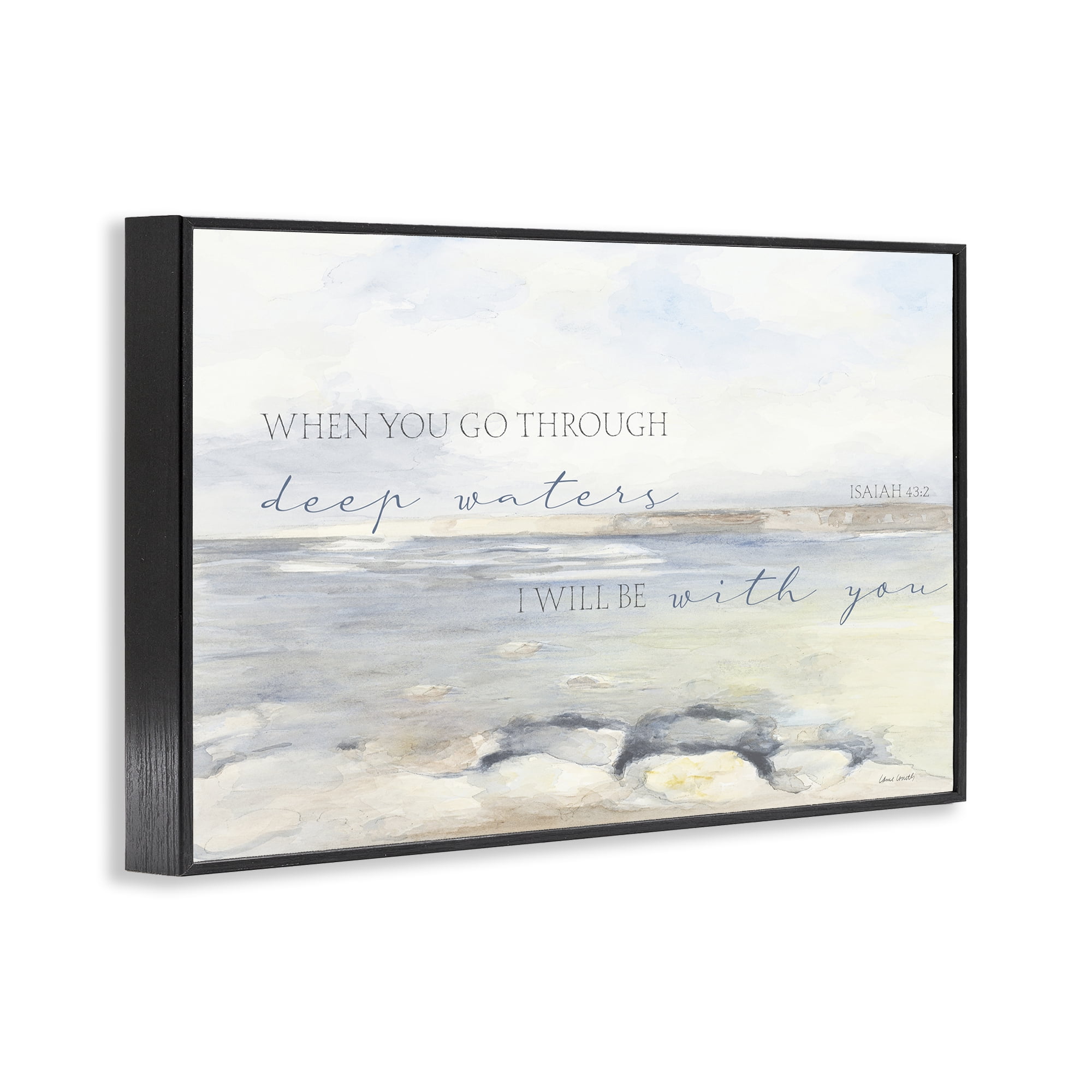 Stupell Industries Deep Waters Isaiah 43:2 Black Framed Giclee Art, design by Lanie Loreth
