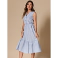 thumbnail image 4 of DARING DIVA Stylish Striped Midi V-Neck Sleeveless Dress XS Blue, 4 of 6