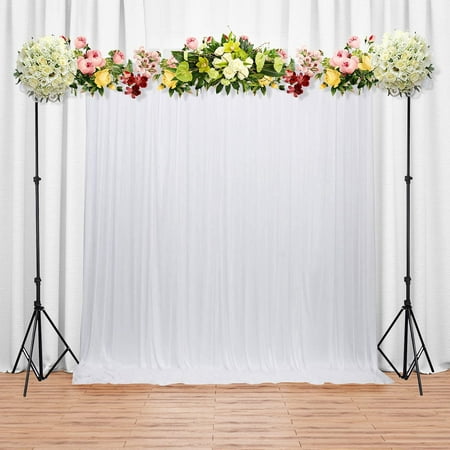 Image of Trimming Shop White Silk Pleated Backdrop Curtain 3x6 Metres Photography Backdrop Curtain Party Backdrop Decorative Background Curtain for Baby Shower Prom Stage Wedding Christmas Event Decoration