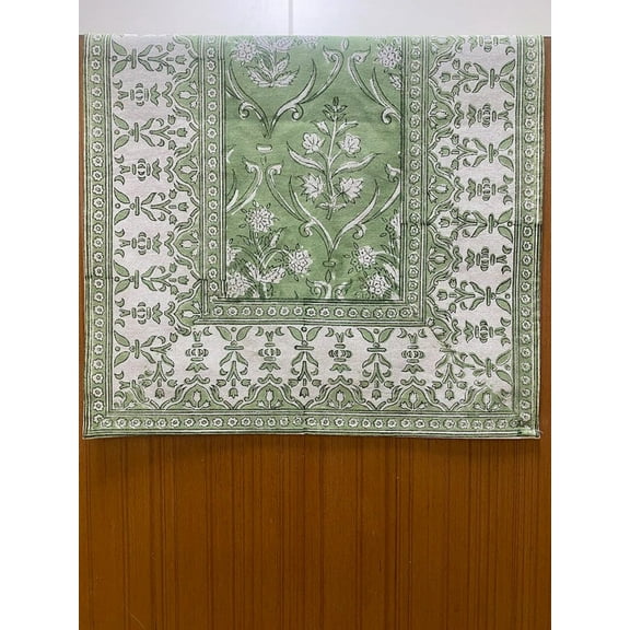 New Era Creation Sage Green Print Table Cloth, Cover India Cotton Table Linen, Custom,Gift for Her,Indian Table Cloth Indigo Print