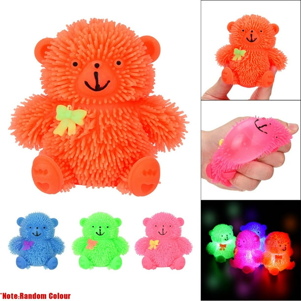 Juguete sensorial de oso parpadeante Lisbinx, bolas suaves antiestrés, luces que cambian de color, ideal para fiestas, San Valentín y cumpleaños, 9 cm, colores aleatorios, diseños duraderos.
