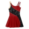 thumbnail image 5 of YEAHDOR Girls Juniors Shiny Rhinestone Asymmetric Skating Dress Gymnastics Jazz Tank Dress Dancewear,Sizes 6-16 Burgundy 16, 5 of 7