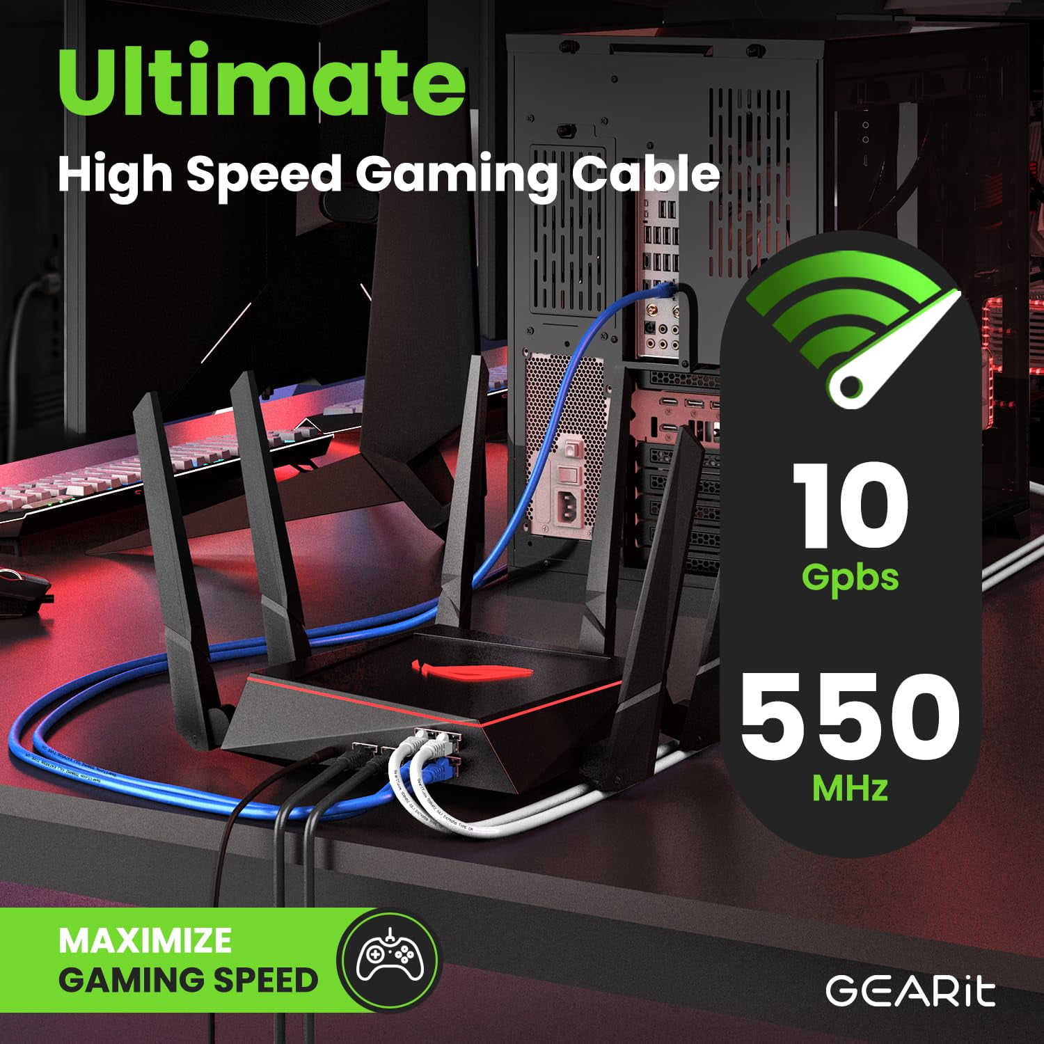 GearIt Cat 6 Ethernet Cable Cat6 Snagless Patch - Computer LAN Network Cord, Black - Compatible with 10 Port Switch POE 10port Gigabit