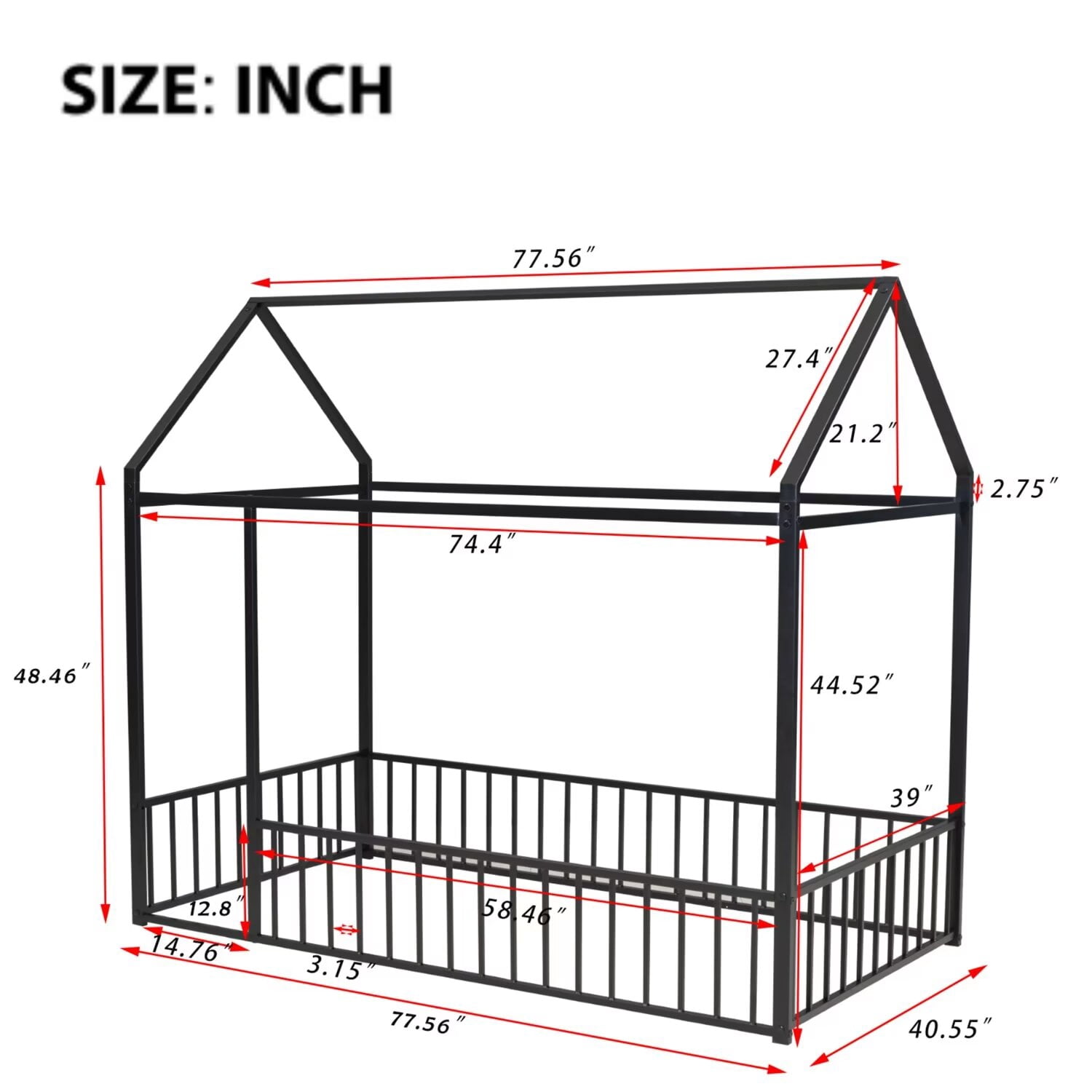 Triple Tree kids Twin Modern Metal Toddler Beds, Black