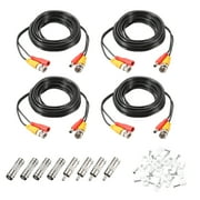 Uxcell BNC Video Power Cable 10ft All-in-One Security Camera Wire, 4 Set Black