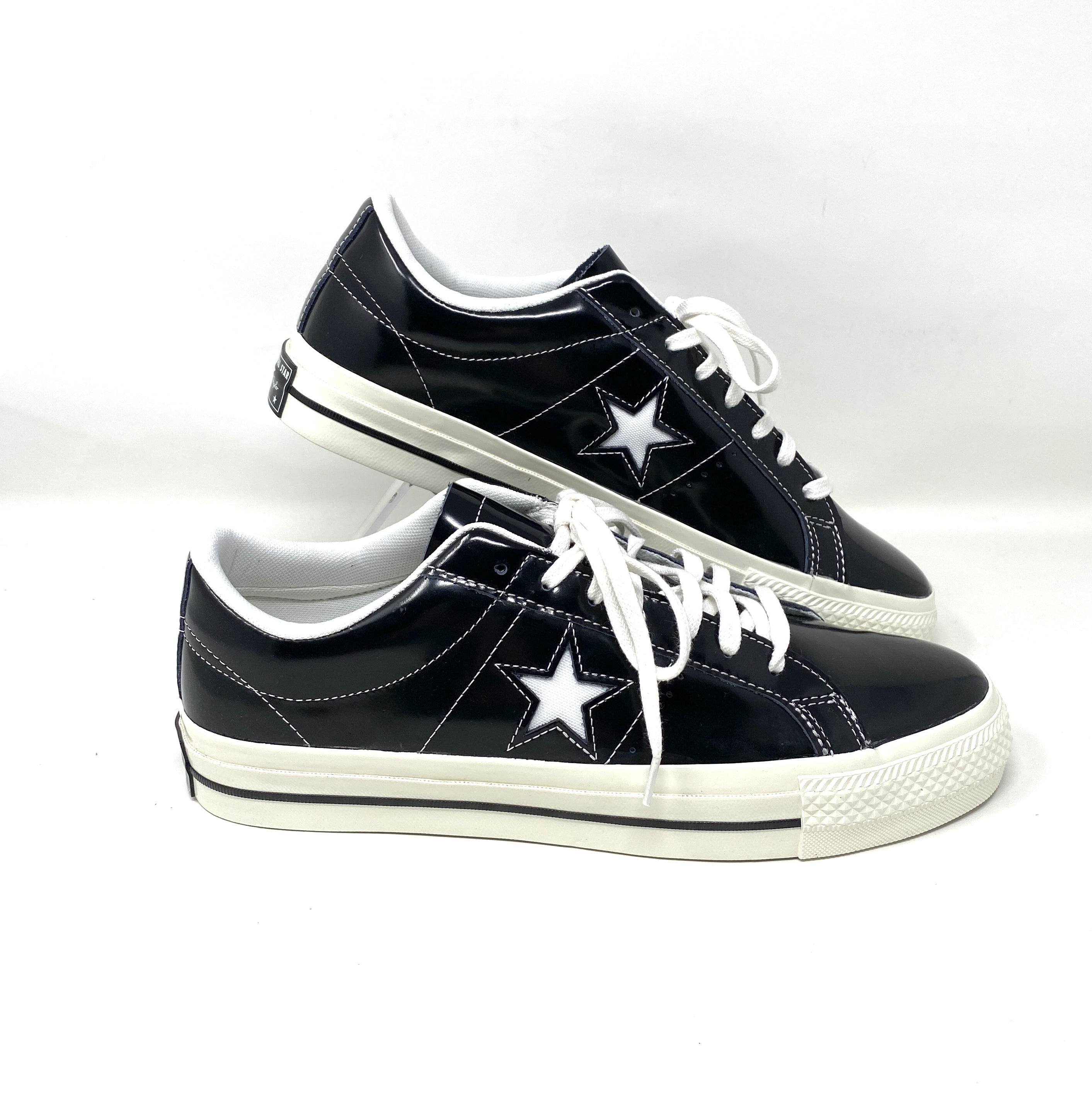 Converse Men's One Star OX Low Top Patent Leather Black Sneakers 171588C -  