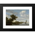 thumbnail image 2 of Jacob Salomonsz. van Ruysdael 18x14 Black Modern Framed Museum Art Print Titled - River View with Church and Ferry (1649), 2 of 5