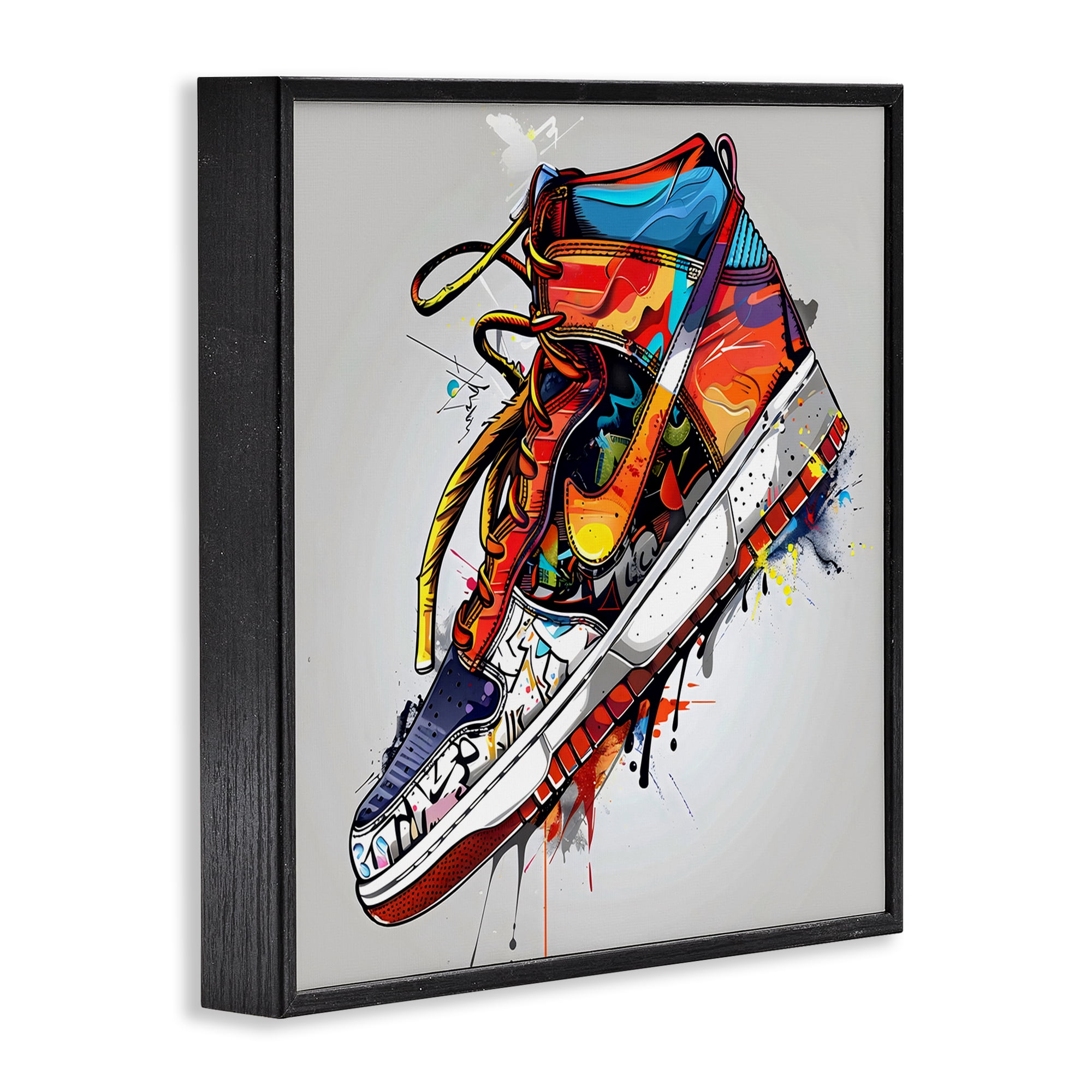 Stupell Industries Graffiti Sneaker with Laces Black Framed Giclee Art, design by Creative Studio