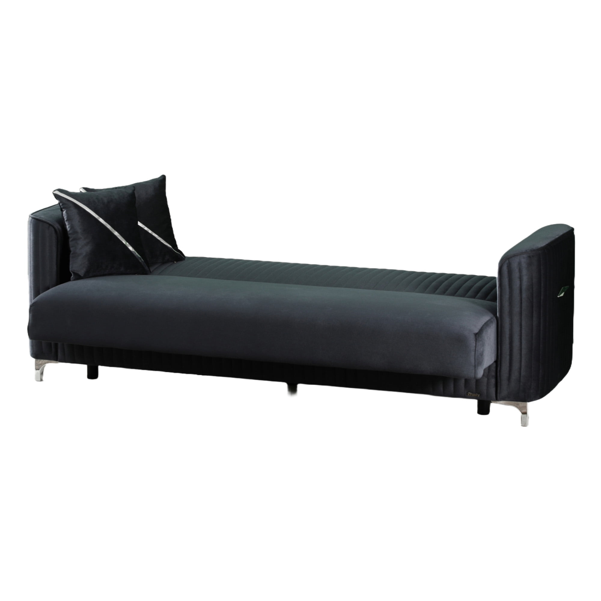 Ottomanson 90" Convertible Sofa Couch for Living Room, Microfiber Modern Sofa Bed with Storage, Gray