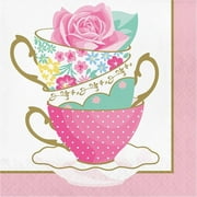 192 Count Bulk Pack Floral Tea Party Teacups Luncheon Napkins