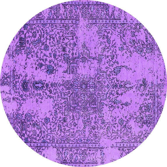 Ahgly Company Indoor Round Oriental Purple Industrial Area Rugs, 8' Round