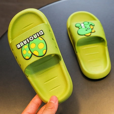 

Cathalem Kids Animal Slippers Children Summer Home Outside The Bathroom Wear Anti Soft Bottom Cartoon Cute Boys Toddlers Slippers Green 1.5 Years