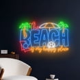 thumbnail image 2 of Handmadetneonsign The Beach Is My Happy Place Led Sign, Beach Neon Sign, Summer Vibes Wall Decor, 2 of 5