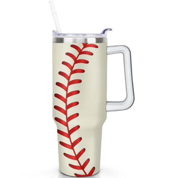 1pc baseball 30oz Tumbler with Straw & Handle - Insulated Stainless Steel Cup | Holiday Gift for Man Women (Christmas, Valentine's, Birthday)