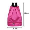 thumbnail image 4 of Hukapapa Mochila con cordón impermeable con compartimento para zapatos, bolsas con cordón seco y húmedo para hombres, mujeres, gimnasio, yoga, compras, natación, rosa rojo, 4 of 8