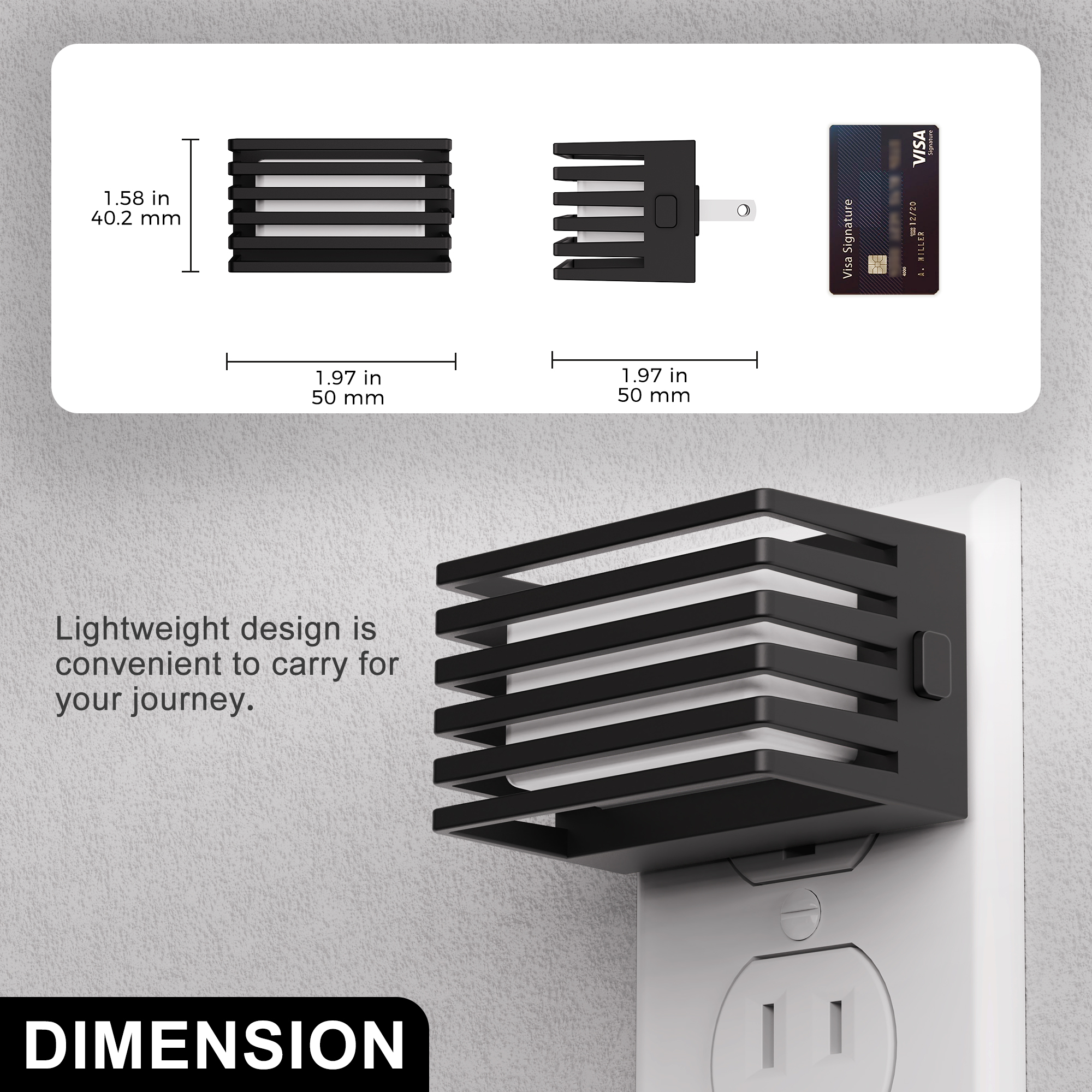 1W Plug-in Integrated LED Night Light with Dusk-to-Dawn Sensor, Up & Down Glow, Amber Warm White 2000K Dimmable , Black, 2-Pack