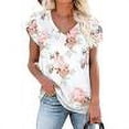 thumbnail image 1 of Femmes Tops Femmes Tops d'Été 2023 Femmes Été Sexy Mode Imprimé Régulier V Cou Femmes Manches Courtes Top Chemisier Blanc XXL, 1 of 7