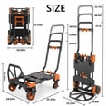 thumbnail image 2 of Adnoom 2-in-1 Folding Hand Truck Heavy Duty, 300 lbs Capacity Utility Cart with 4 Wheels, Retractable Handle Convertible Platform Dolly for Moving Boxes Furniture Luggage, Orange, 2 of 7
