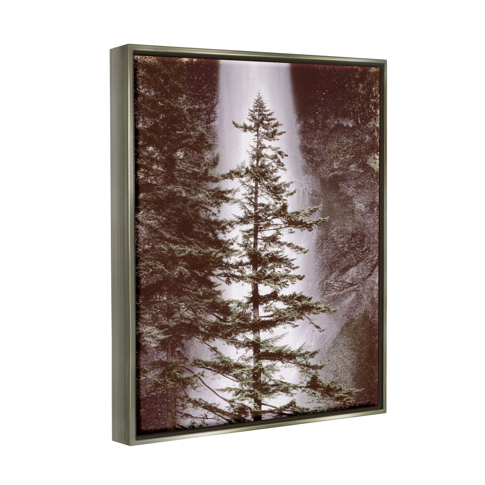 Stupell Industries Waterfall Nature Photography Nature Photography Gray Floater Framed Art Print Wall Art, 25 x 31