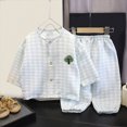 thumbnail image 2 of KPOPLK Toddler Girls Pajamas Set Kids Fall Button-Down Long Sleeve Cotton Sleepwear Lounge Outfit Set for 1-10 Years Size 7-8 Years,Light Blue, 2 of 4