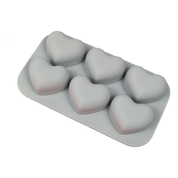 KITCHEN 3D Heart Silicone Molds for Baking Mousse Cake, 3D Silicone Baking Mold for Candy Pastry Chocolate Truffle Cupcake Jelly Cookie Pudding Cake Decoration Mold, 3D Heart Shape (6 -Cavity)
