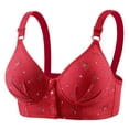 thumbnail image 2 of Feancey Push Up Front Closure Bras for Women Floral Embroidered Wireless Bra Plus Size Casual Everyday Brassiere Large Bust Minimizer Bras Red 44, 2 of 5