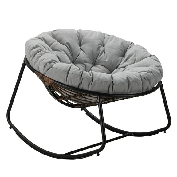 Indoor/Outdoor Rocking Chair with Spun Polyester Cushion & Rust-Resistant Steel Frame