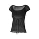 thumbnail image 4 of Mujeres de encaje de flores de ganchillo Tops, manga casquillo de corte bajo del cordón camiseta femenina fuera del hombro Ropa, 4 of 5