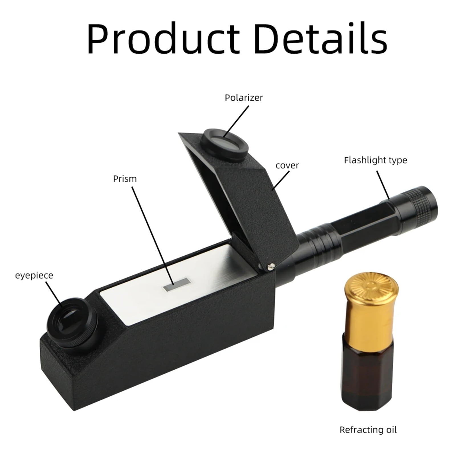 Refractometer Ruby Jade Diamond Jewelry Refracto Meter Professional Appraisal Tools with Refracting Oil Light