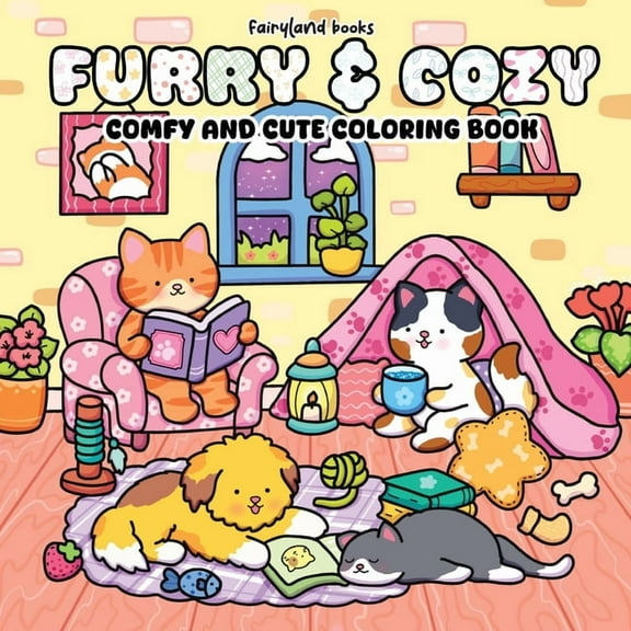 Furry & Cozy: Coloring Book for Adults and Teens Super Cute Animal Characters & Easy, Simple Designs for Relaxat, (Paperback)