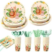 Jungle Animal Party Tableware Set 400-Piece for 50 Guests