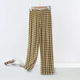 thumbnail image 2 of FUNUONY Pajama Pants for Women, Wide Leg Comfy Casual Lounge Yoga Loose Pants Women's Gingham Pajama Pants Cotton Pj Bottoms Casual Plaid Sleep Pants with Pockets Coffee L, 2 of 5
