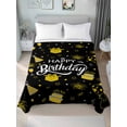 thumbnail image 2 of King Size Flat Sheet Only, Happy Birthday Soft Brushed Microfiber Bed Sheets, Yellow Cake Birthday Gifts Balloon Black Hotel Quality Breathable Bedding Top Sheet, Easy Care, 105"x98", 2 of 9