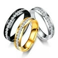 thumbnail image 5 of 6mm Stainless Steel Engagement Cz Band Men Women Wedding Ring Silver/Gold/Black, 5 of 8