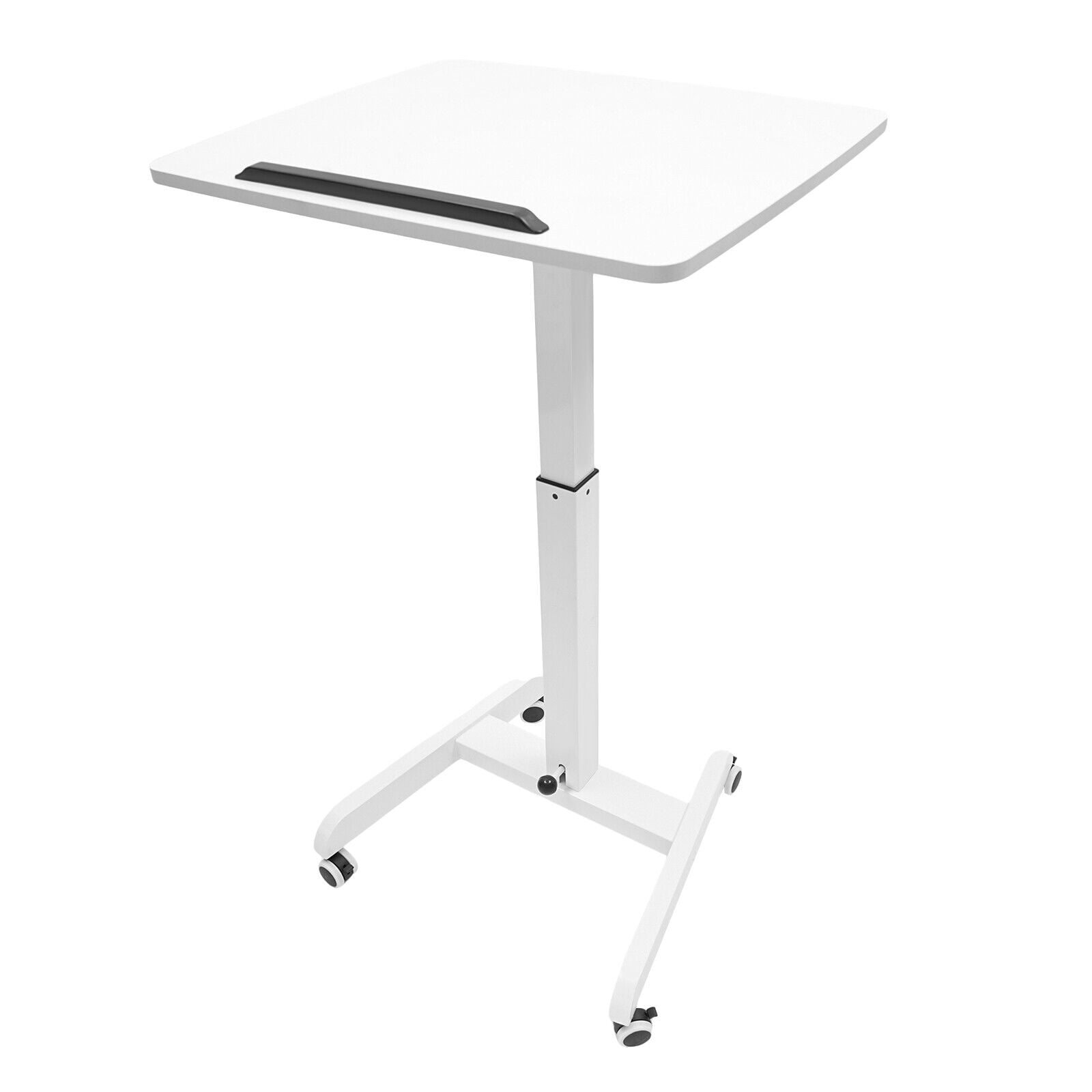 Standing Desk with Tilting Top, Modern White Mobile Standing Desk, Lectern Portable with Wheels 20.5*23.6*44.2in