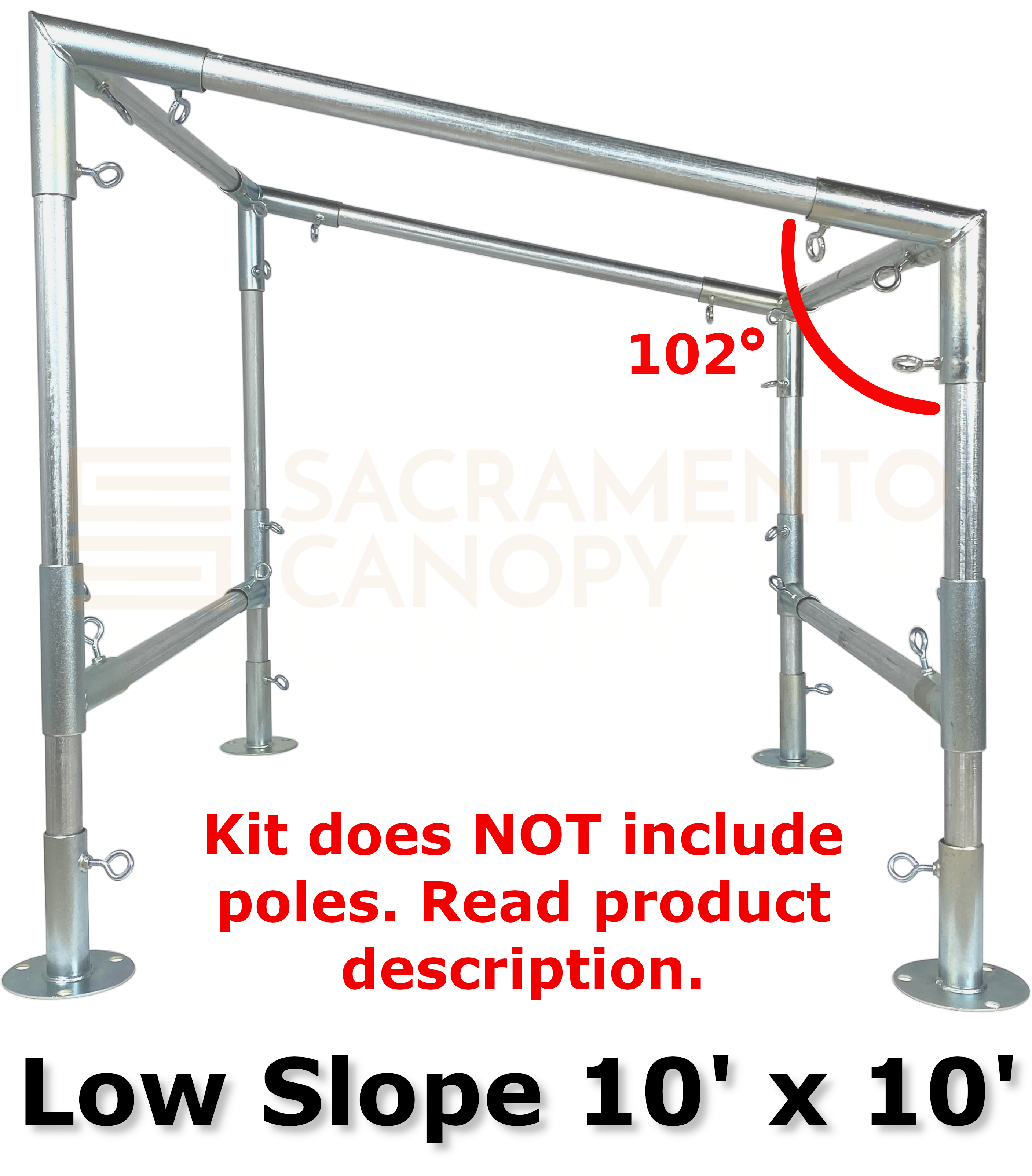 Slope Roof Canopy Fittings Kits (10' Wide) DIY Greenhouse, RV & Boat Carport, Shelter, Shade Structure, Vendor Booth, Tent, Steel Frame EMT Connector Parts, 1" - image 2 of 22