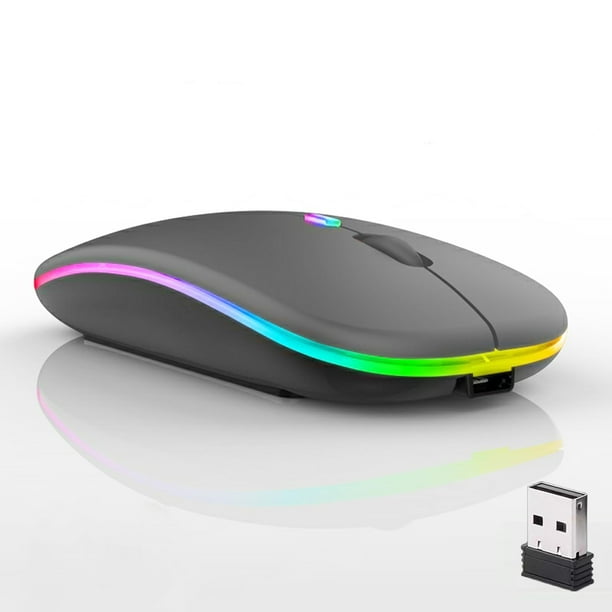 Ratón inalámbrico Bluetooth Guiheng recargable LED gris