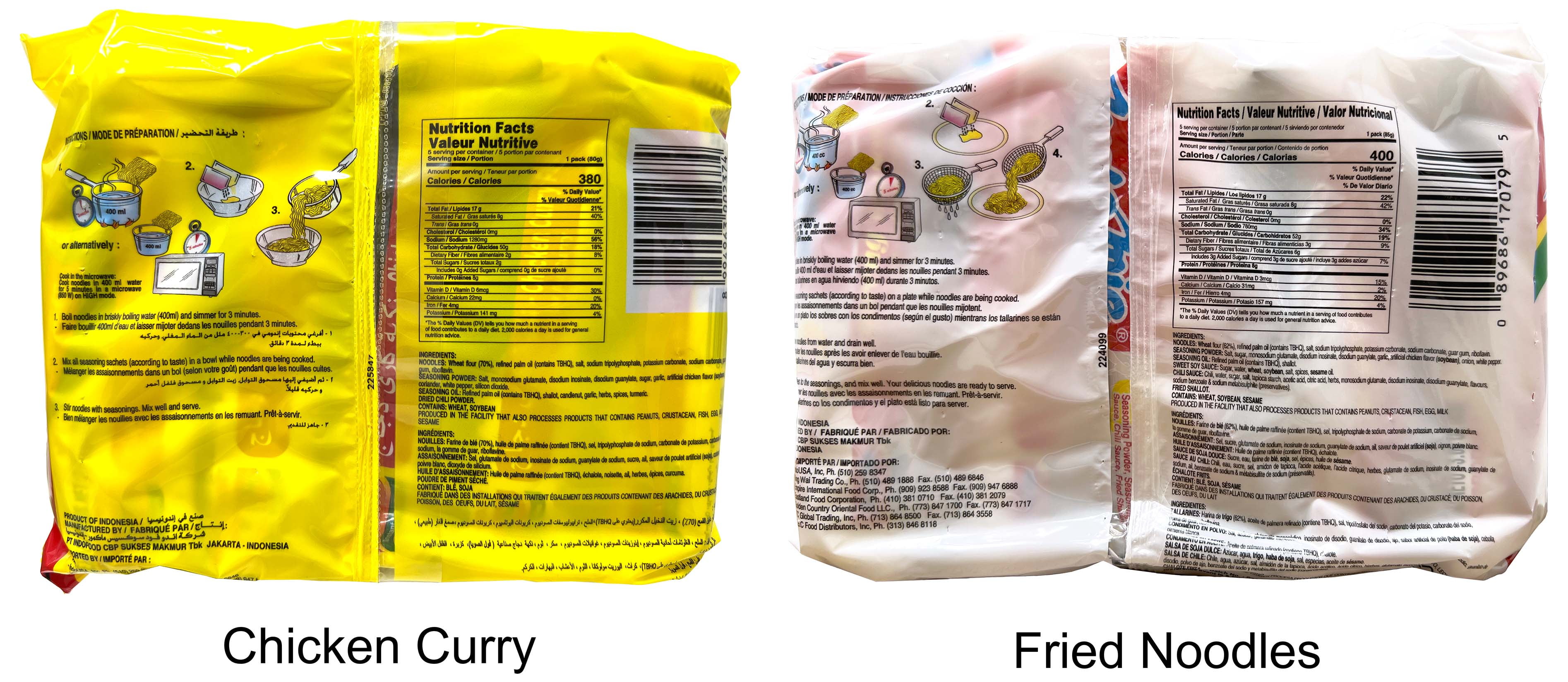 Ramen Instant Noodle Variety Asian Style : Chicken Curry Soup, Mi goreng Stir Fry (5-Pack) + MerlinsMart Zine | Indomie
