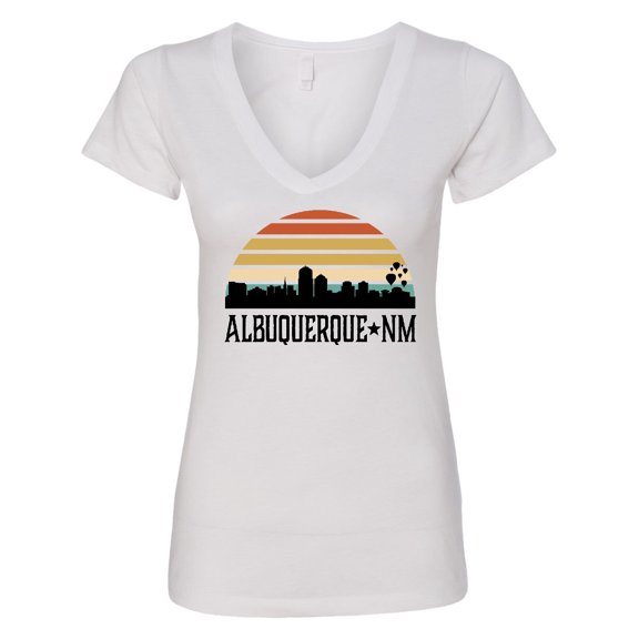 Inktastic Albuquerque New Mexico Skyline Women's V-Neck T-Shirt