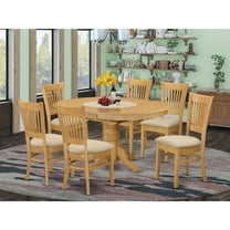 East West Furniture Avon 7-piece Wood Table and Dining Chairs in Oak