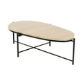 thumbnail image 6 of DecMode 45" x 13" Beige Marble Oval Coffee Table with Black Metal Support, 1-Piece, 6 of 9
