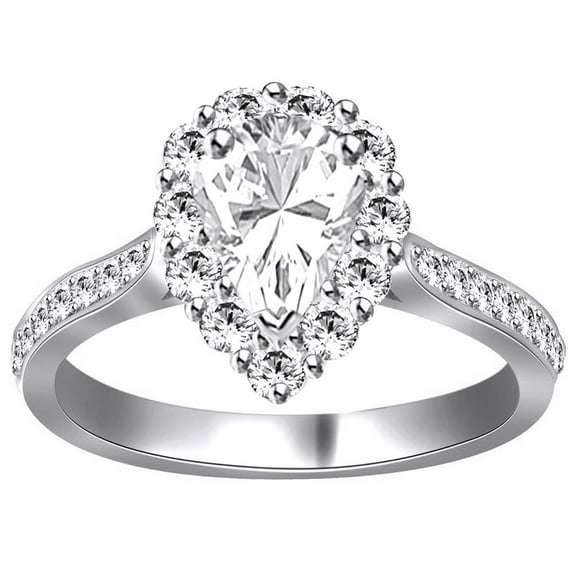 AFFY White Natural Diamond Halo Vintage Style Engagement Ring In 14k White Gold (0.75 Cttw)